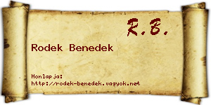 Rodek Benedek névjegykártya